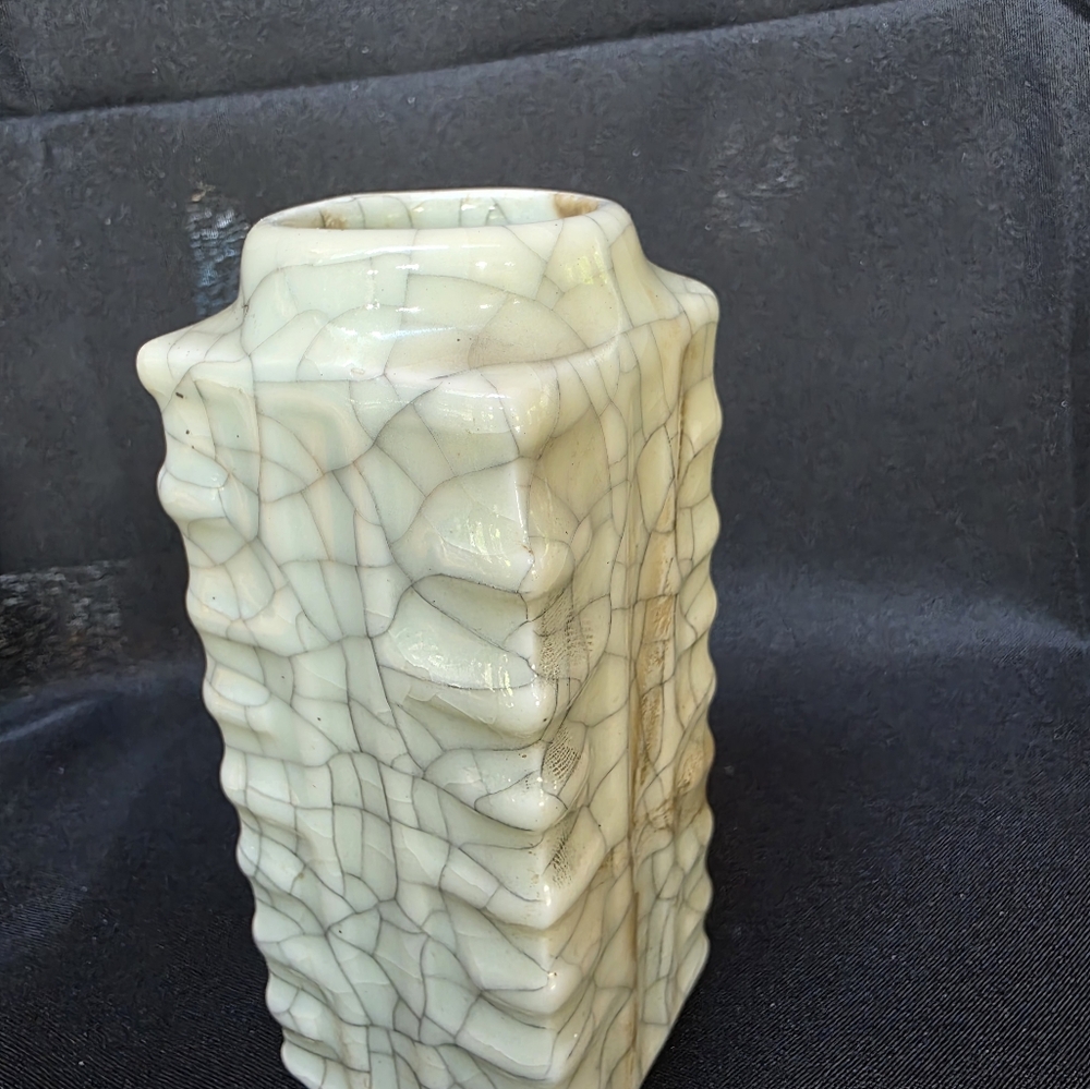 Rare Chinese Crack Porcelain Cong Style Small Vase